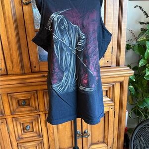 Alstyle Black Tank Top with Grim Reaper Design